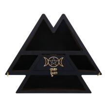 Wooden Pyramid Wall Shelf Crystal Display Rack Floating Shelf for Living Room Decoration