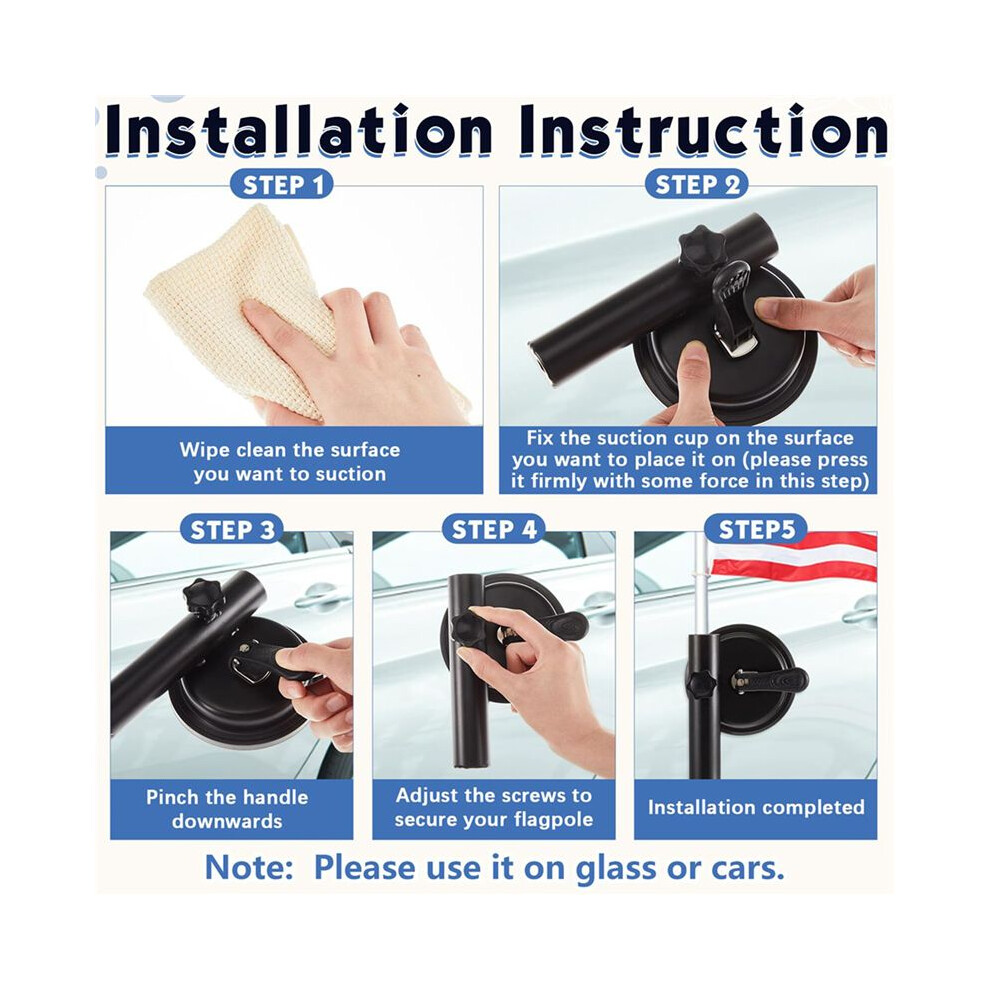 4X Suction Cup Car Flag Mount Holder For Truck Flag Pole Holder Suction Cup Flag Mount For Suv Truck Rv Motorcycle Atv 6033763695491