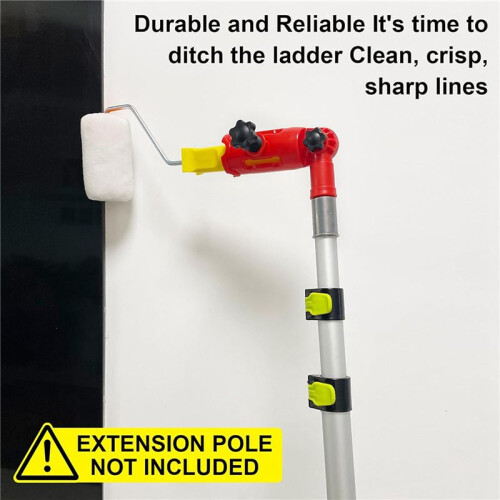 2X Multi-Angle Paint Brush Extender Red, Paint Edger Tool for High Ceilings, Extension Pole Attachment Holder 2