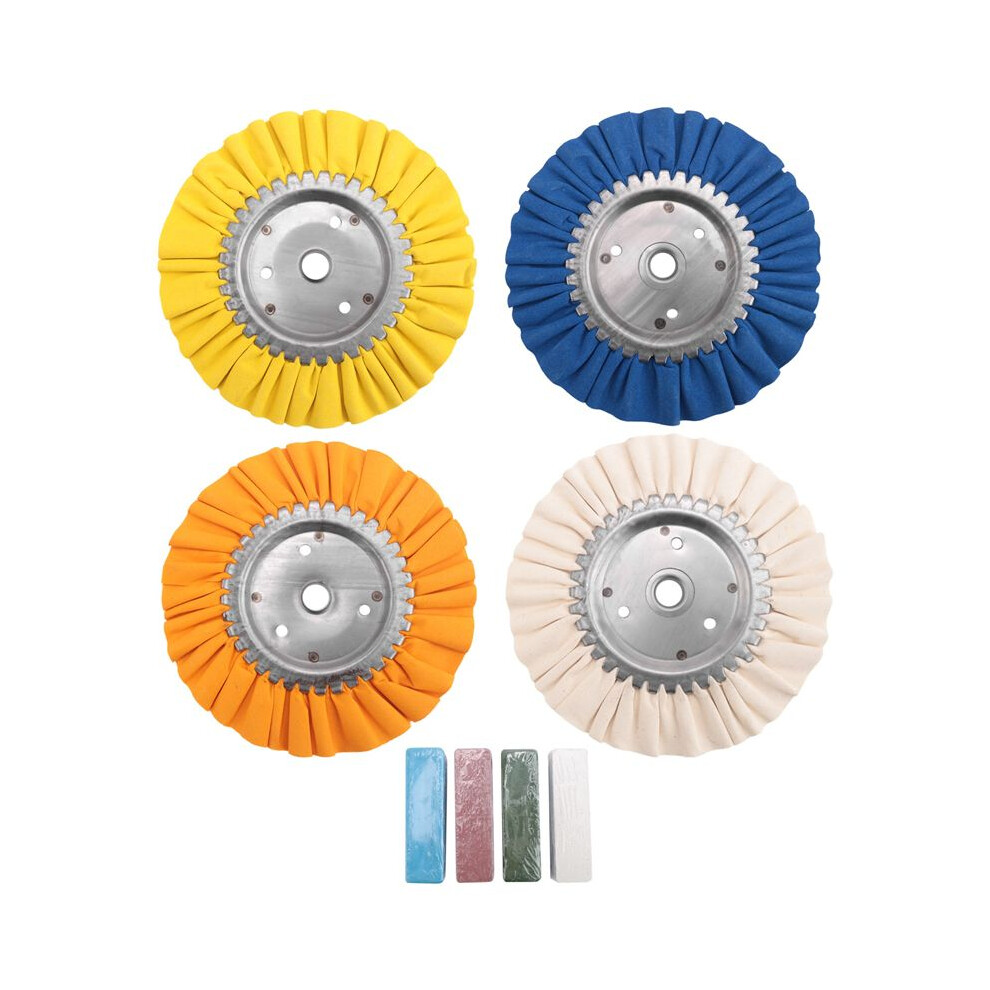 8Pcs 8Inch Airway Buffing Wheel Aluminum Wheel Polishing Kit Safe Flange In Diameter 5/8 Inch Arbor For Angle Grinder 4711138687556