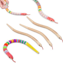 100Pcs 12 Inch Unfinished Wooden Wiggly Snakes Jointed Flexible Wooden Snake Blank Animal Model Crafts Toys for Arts