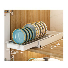2X Pull Out Cabinet Organizer Stainless Steel Pantry Shelves Drawer Storage with Handle, Slide Out Pantry Organizers-B
