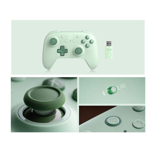 3X 8BitDo Controller di Gioco Wireless 2.4G con Joystick Effetto Hall per PC  per Raspberry Pi Android, Verde