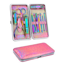 Rainbow Manicure Kit with Vibrant Colors and Complete Nail Art Tools for Women, 12 Pcs Set