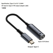 3X Carregador de Laptop 140 W 5 V 9 V 20 V 5,5 X 2,5 mm Fêmea para USB C Tipo C PD Adaptador de Energia Conversor Cabo de Carregamento Rápido