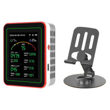 Tuya WiFi 15 in 1 Air Quality Detector Household Portable AQI PM0.3 PM1.0 PM2.5 PM10 CO CO2 TVOC HCHO Tester WithMount,A