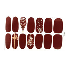 Waterproof Full Cover Nail Stickers 3D Flower and Striped Solid Color Wraps Easy Application 14pcs
