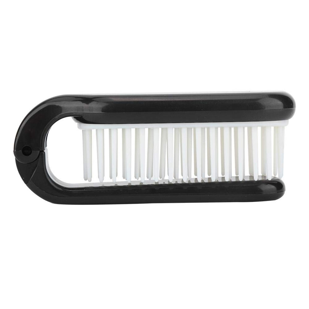 Black Folding Hair Brush Comb With Gentle Detangling And Scalp Massage, Compact Pocket Travel Size
