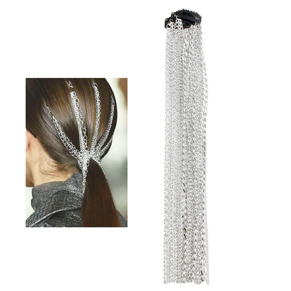 Unisex Hair Chains Long Braided Ponytail Hair Extensions With Tassel Head Chain For Festival Party Wear
