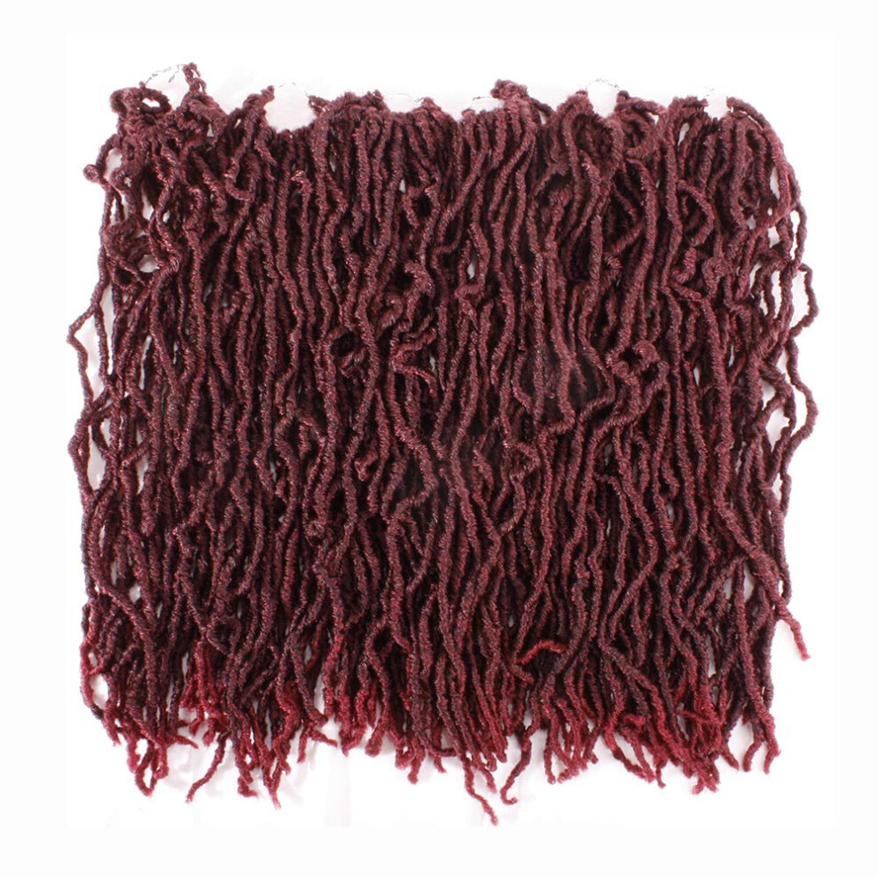 Unisex Faux Locs Crochet Hair 18 Inch Goddess Braids Extensions 1B/Burg Prelooped Natural Texture