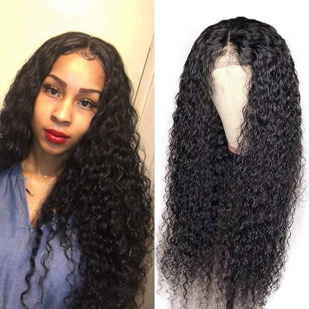 Unisex Black 13X6 Lace Front Wigs Human Hair Curly Bob 18 Inch 150 Density For Women Realistic Hairline