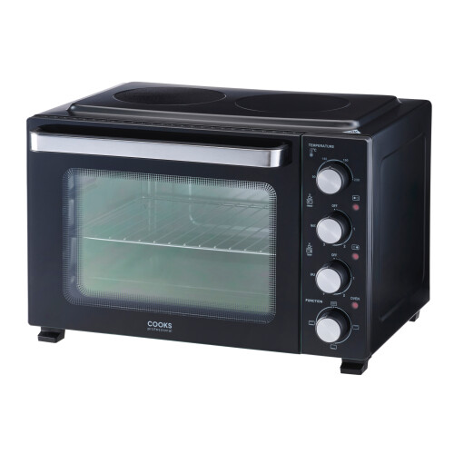 Cooks Professional Cooks Professional 34L Mini Oven with 2 Ceramic Hobs | Black / Silver 1