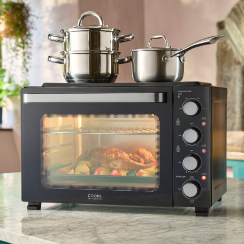 Cooks Professional Cooks Professional 34L Mini Oven with 2 Ceramic Hobs | Black / Silver 2