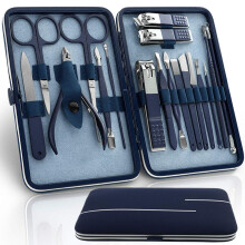 Manicure Pedicure Set Stainless Steel Nail Clippers Kit with PU Leather Travel Case 18pcs