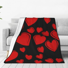 Valentine Red Hearts Fleece Throw Blanket 80x60 Soft Warm Blanket for Sofa Bed and Couch