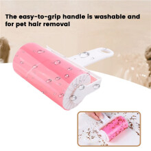 2X Fusselentferner, Waschbar, Kleidung, Haare, Klebrige Rolle, Wiederverwendbar, Tragbar, Tierhaarentferner, Klebrige Rolle, Rosa