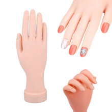 Nail Practice Hand with Realistic Surface and Flexible Fingers, Soft PVC Fake Hand for Acrylic Nails