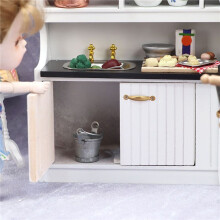 2Set Witte Keuken Kooktafel Set 1/12 Poppenhuis Decoratie Ornament Keuken Miniatuur Scène Model Creatief Speelgoed