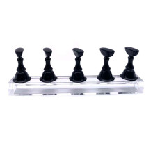 Magnetic Nail Tip Stand with Lock Base, Acrylic Nail Holder for Practice and Display, Black 5 Pcs