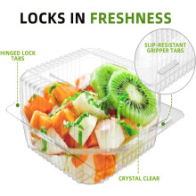 300 Count Clear Plastic Hinged Clamshell Takeout Tray Food Clamshell Containers for Dessert, Cakes, Cookies, Salads
