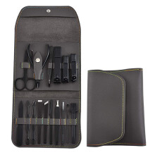 Manicure Set 16pcs Stainless Steel Nail Clippers Kit with PU Leather Travel Case Grey