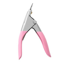 Stainless Steel Acrylic Nail Tip Cutter Professional False Nail Clipper Pink Edge Tool
