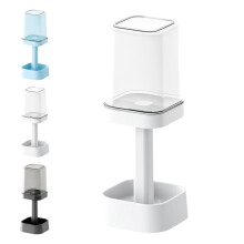 White Toothbrush Holder with DustProof Cover, 3 Slot Bathroom Organizer for Toothpaste and Accessories