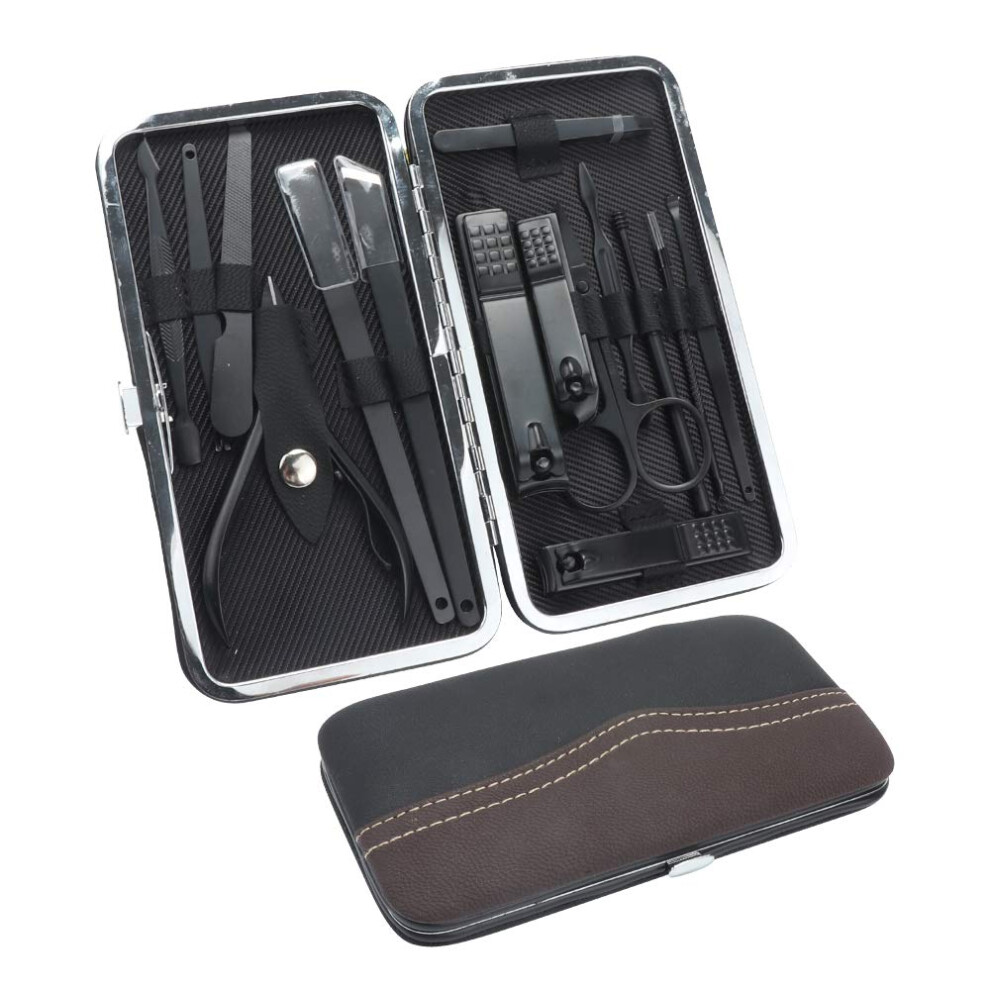15 Piece Stainless Steel Manicure Pedicure Set with Travel Case for Precision Nail Trimming