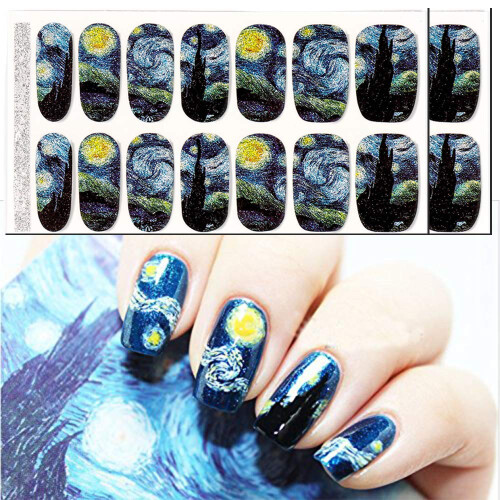 Nail Art Stickers with Glitter Shimmer, 14 Decals/Sheet, 2 Pack