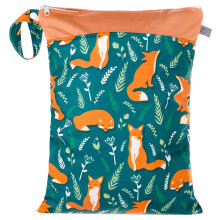 Wet Bag Nappies On the Go Nursery Wet and Dry Nappy Bag Cloth Washable Set Large green fox