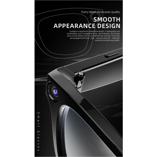 Smart Video Glasses with AI Image Stabilization for Hands HD Recording, Lightweight Foldable Design 2