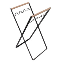 Trash Bag Stand Holder, Foldable Trash Bag Stand Holder, Portable, Easy to Store, Safe Rubber Wood for Camping (BLACK)