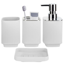 4 Piece Bathroom Accessories Set with Soap Dispenser and Toothbrush Holder for Modern Bathroom Decor