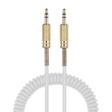3.5mm Coiled Aux Headphone Cable for Marshall Major 1 2 3 4 and Marshall Speakers White GoldPlated