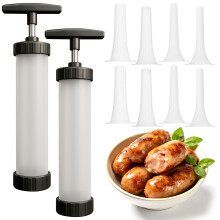 Manual Sausage Stuffer Set with 4 Tube Sizes, Large Capacity Meat Filling Kit for Home and BBQ