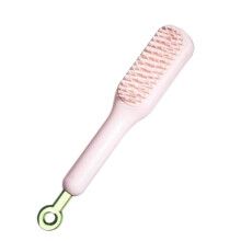 Hair Detangling Brush with Retractable Bristles, OneClick Hair Removal, Compact Travel Hair Brush (Pink)