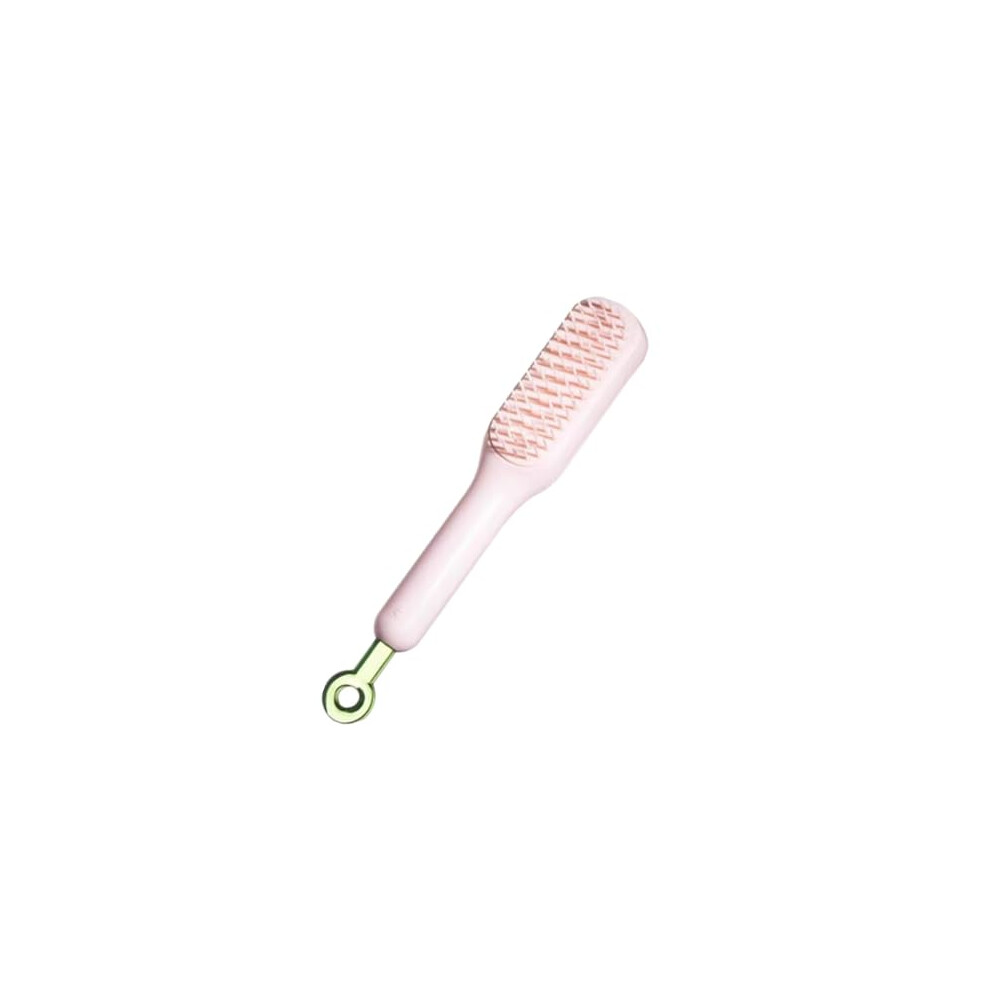 Hair Detangling Brush with Retractable Bristles, OneClick Hair Removal, Compact Travel Hair Brush (Pink)