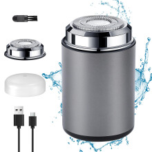 Electric Shaver for Men, Compact Waterproof DoubleRing Razor with USB Fast Charging, Gray