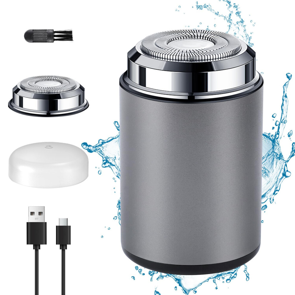 Electric Shaver for Men, Compact Waterproof DoubleRing Razor with USB Fast Charging, Gray