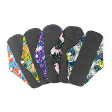5pcs Reusable Bamboo Charcoal Menstrual Pads for Heavy Flow with Super Absorption and Foldable Design