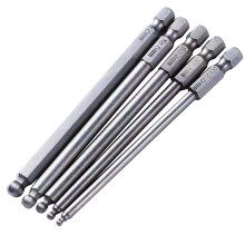 Magnetic Ball Head Hex Screwdriver Bit Set S2 Steel 2.5mm6mm 5pcs 100mm Long MultiAngle
