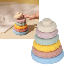 Squeaky Baby Stacking Rings 6 Pack Soft Sensory Toy Set for Infants & Toddlers