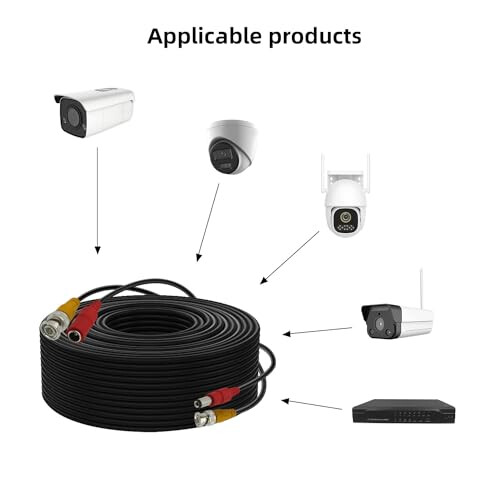 100FT CCTV Camera Cable BNC Video Power Cable with 4 BNC Connectors for DVR Security System 2