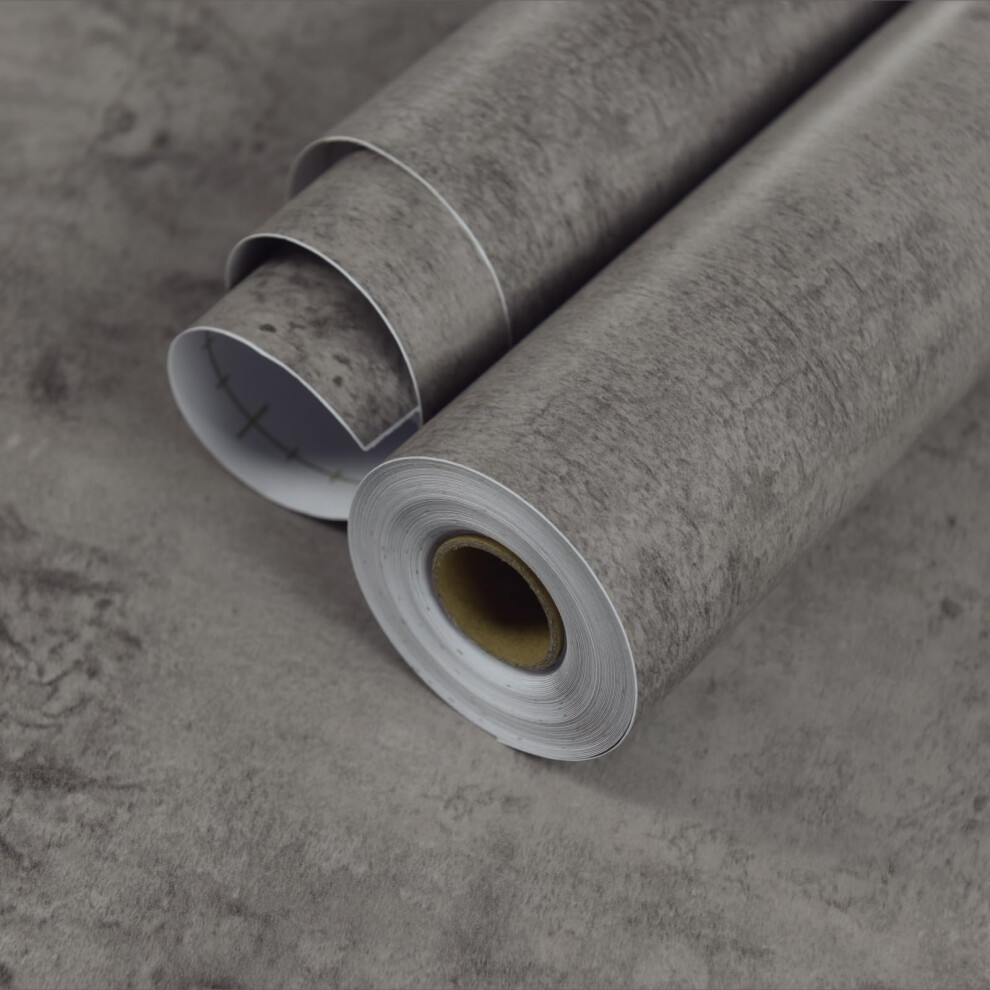 Grey Concrete Peel And Stick Wallpaper 31X157 In Waterproof Thick Matte Industrial Wall Covering 9455672724265