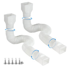 2 Pack White Flexible Downspout Extender Adjustable Rain Gutter Extension 21 to 68 Inches