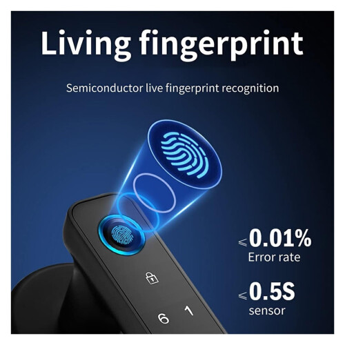 Smart Door Lock with Biometric Fingerprint Access, Keypad Keyless Entry, Silver Electronic Handle 2