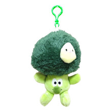 Sleutelhanger in de vorm van een broccoli, gemaakt van pluche.