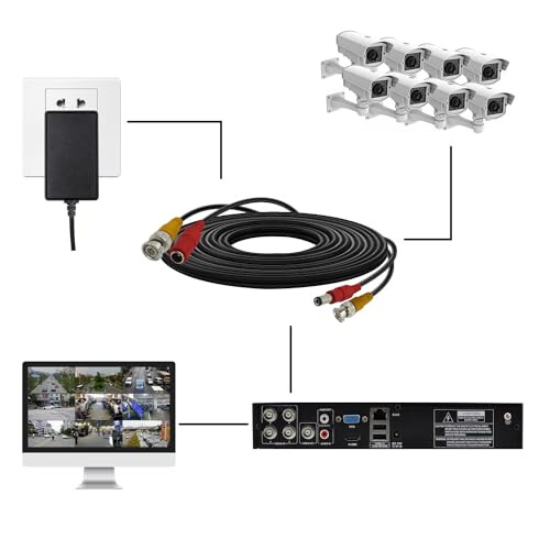 16.4ft CCTV Camera Extension Cable with 4 BNC Connectors, Seamless Coverage for Security DVR System 1
