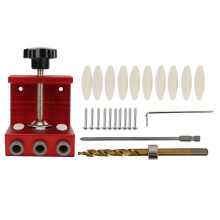 Pocket Hole Jig Kit Aluminum Drill Guide with 9mm Bit for Precision Woodworking Furniture Assembly Red