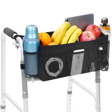 Upgrade Walker Basket with Cup Holder, Foldable Walker Storage Bag for Seniors